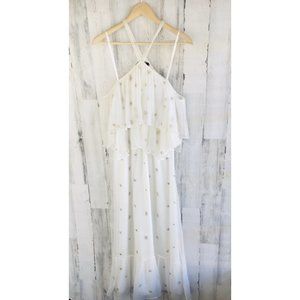 NWOT Free People Halter Maxi Dress Crinkle Chiffon Beaded